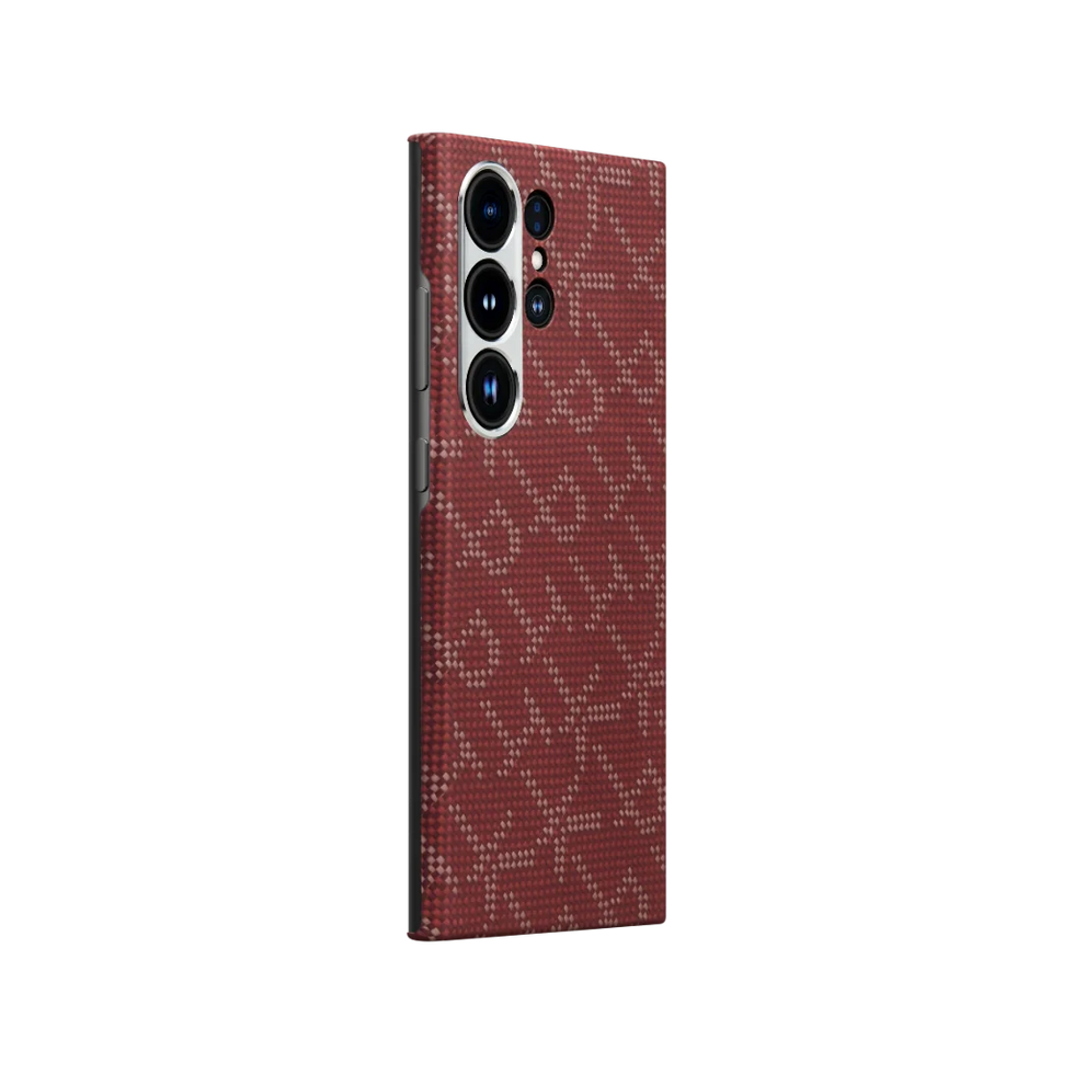 Samsung Galaxy S24 Ultra,PITAKA Monogram Gold/Red,Tactile Woven Case