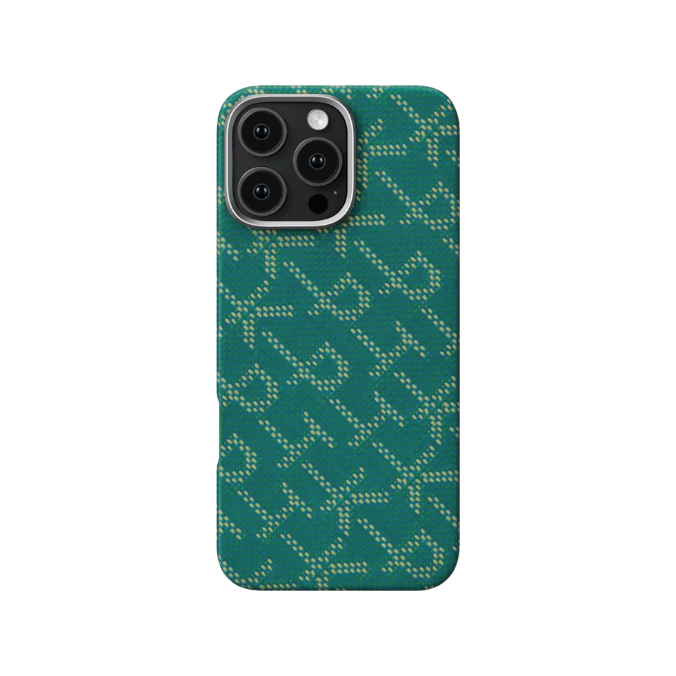 iPhone 16 Pro,PITAKA Monogram Gold/Green,Tactile Woven Case