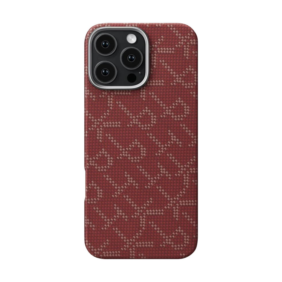 iPhone 16 Pro Max,PITAKA Monogram Gold/Red,Tactile Woven Case