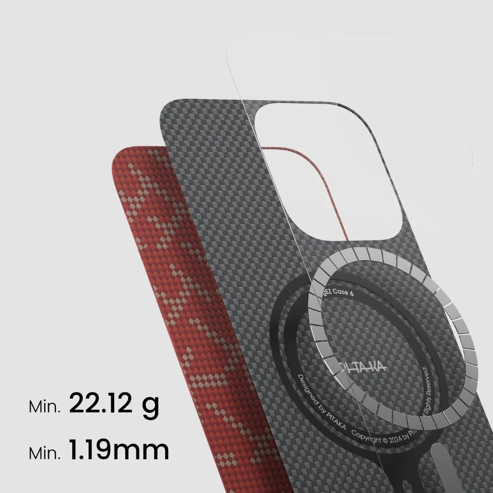 iPhone 16 Pro Max+iPhone 16 Pro+iPhone 15 Pro Max+iPhone 15 Pro,PITAKA Monogram Gold/Red,Tactile Woven Case